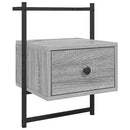 væghængt sengebord 35x30x51 cm konstrueret træ grå sonoma-eg