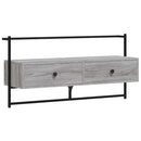 væghængt tv-bord 100,5x30x51 cm konstrueret træ grå sonoma-eg