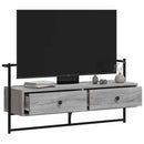 væghængt tv-bord 100,5x30x51 cm konstrueret træ grå sonoma-eg