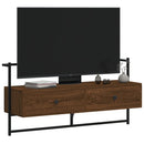 væghængt tv-bord 100,5x30x51 cm konstrueret træ brunt egetræ