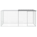 hønsebur med tag 203x98x90 cm galvaniseret stål lysegrå