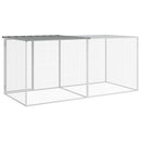 hønsebur med tag 203x98x90 cm galvaniseret stål lysegrå