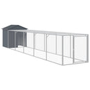 hønsehus med løbegård 117x609x123 cm galvaniseret stål antracit