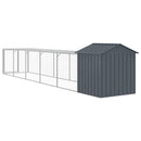 hønsehus med løbegård 117x609x123 cm galvaniseret stål antracit