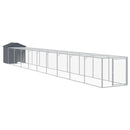 hønsehus m. løbegård 117x1017x123 cm galvaniseret stål antracit