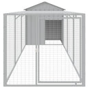 hønsehus med løbegård 117x405x123 cm galvaniseret stål lysegrå