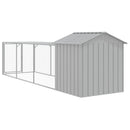 hønsehus med løbegård 117x405x123 cm galvaniseret stål lysegrå