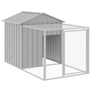 hønsehus med løbegård 117x405x123 cm galvaniseret stål lysegrå
