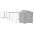 hønsehus med løbegård 117x609x123 cm galvaniseret stål lysegrå