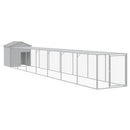 hønsehus med løbegård 117x813x123 cm galvaniseret stål lysegrå