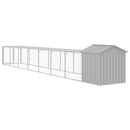 hønsehus med løbegård 117x813x123 cm galvaniseret stål lysegrå