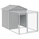 hønsehus med løbegård 117x813x123 cm galvaniseret stål lysegrå