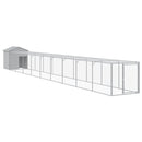 hønsehus med løbegård 117x1017x123 cm galvaniseret stål lysegrå
