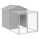 hønsehus med løbegård 117x1221x123 cm galvaniseret stål lysegrå