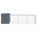 hønsehus med løbegård 110x405x110 cm galvaniseret stål antracit