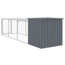 hønsehus med løbegård 110x405x110 cm galvaniseret stål antracit