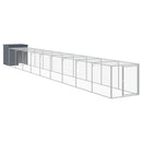hønsehus m. løbegård 110x1017x110 cm galvaniseret stål antracit