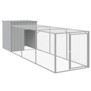 hønsehus med løbegård 110x405x110 cm galvaniseret stål lysegrå