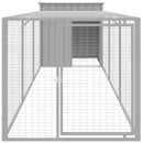 hønsehus med løbegård 110x405x110 cm galvaniseret stål lysegrå