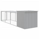 hønsehus med løbegård 110x405x110 cm galvaniseret stål lysegrå