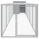 hønsehus med løbegård 110x609x110 cm galvaniseret stål lysegrå