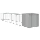 hønsehus med løbegård 110x609x110 cm galvaniseret stål lysegrå