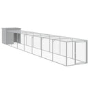 hønsehus med løbegård 110x813x110 cm galvaniseret stål lysegrå