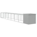 hønsehus med løbegård 110x813x110 cm galvaniseret stål lysegrå