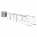 hønsehus med løbegård 110x1017x110 cm galvaniseret stål lysegrå