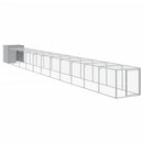 hønsehus med løbegård 110x1221x110 cm galvaniseret stål lysegrå
