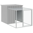 hønsehus med løbegård 110x1221x110 cm galvaniseret stål lysegrå
