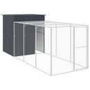 hønsehus med løbegård 165x455x181 cm galvaniseret stål antracit