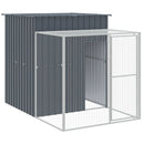 hønsehus med løbegård 165x455x181 cm galvaniseret stål antracit