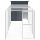 hønsehus med løbegård 165x659x181 cm galvaniseret stål antracit