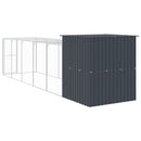 hønsehus med løbegård 165x659x181 cm galvaniseret stål antracit