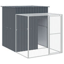 hønsehus med løbegård 165x659x181 cm galvaniseret stål antracit