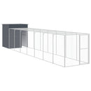 hønsehus med løbegård 165x863x181 cm galvaniseret stål antracit