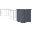 hønsehus med løbegård 165x863x181 cm galvaniseret stål antracit