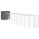 hønsehus m. løbegård 165x1067x181 cm galvaniseret stål antracit