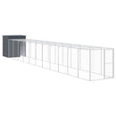 hønsehus m. løbegård 165x1271x181 cm galvaniseret stål antracit