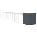 hønsehus m. løbegård 165x1271x181 cm galvaniseret stål antracit