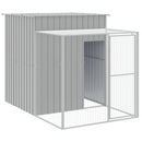 hønsehus med løbegård 165x455x181 cm galvaniseret stål lysegrå