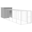 hønsehus med løbegård 165x659x181 cm galvaniseret stål lysegrå