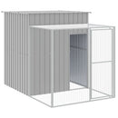 hønsehus med løbegård 165x659x181 cm galvaniseret stål lysegrå