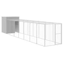 hønsehus med løbegård 165x863x181 cm galvaniseret stål lysegrå