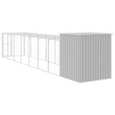hønsehus med løbegård 165x863x181 cm galvaniseret stål lysegrå