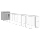 hønsehus med løbegård 165x1067x181 cm galvaniseret stål lysegrå