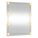 vægspejl med LED-lys 50x60 cm rektangel glas