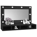 spejlskab med LED-lys 90x31,5x62 cm sort