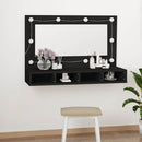 spejlskab med LED-lys 90x31,5x62 cm sort